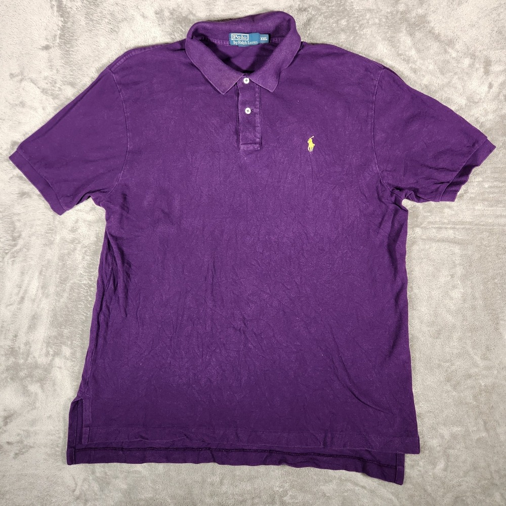 Polo‎ Ralph Lauren Polo Shirt Mens XXL Purple Excellent Short Sleeve Pique Pony